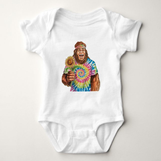 Hippie Sasquatch With Sunflower Baby Bodysuit (Front)
