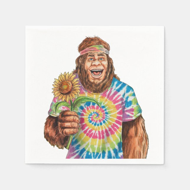 Hippie Sasquatch With Sunflower Napkins (Front)
