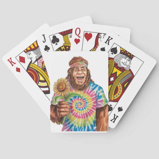Hippie Sasquatch With Sunflower Poker Cards (Back)