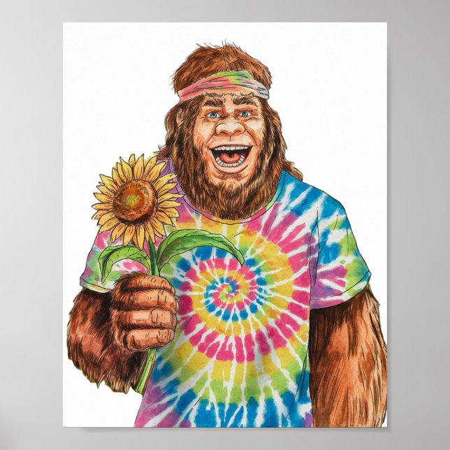 Hippie Sasquatch With Sunflower Poster (Front)