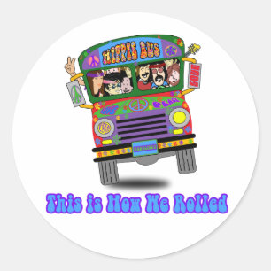 Hippie School Bus Classic Round Sticker