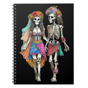 Hippie Skeleton Couple Notebook