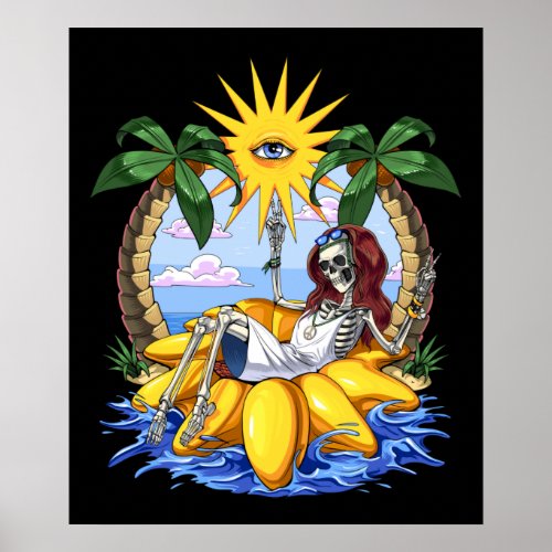 Hippie Skeleton Summer Poster