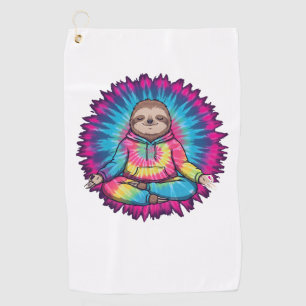 Hippie Sloth Peace Sign Tie-Dy Golf Towel