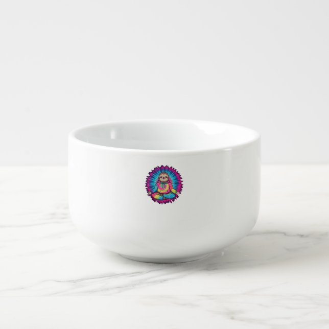 Hippie Sloth Peace Sign Tie-Dy Soup Mug (Front)