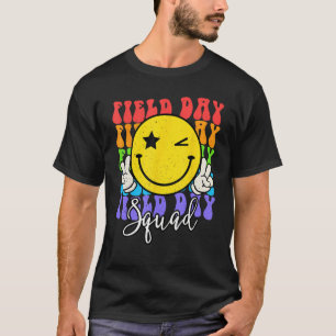 Hippie Smile Face Field Day Squad Groovy Field Day T-Shirt