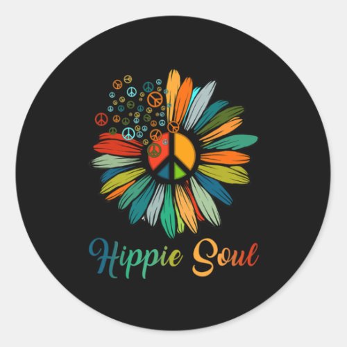 Hippie Soul Essential Peace Sign Hippie Sunflower Classic Round Sticker