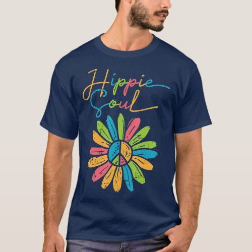 Hippie Soul Peace Flower Retro Floral Hippi T_Shirt