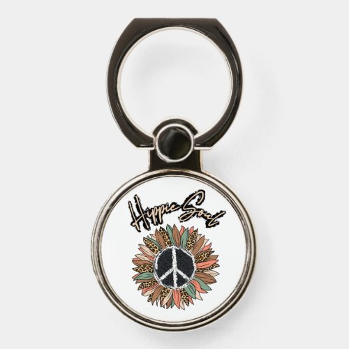 Hippie Soul Peace Sign Sunflower Phone Ring Stand