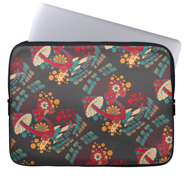 Hippie Soul Trip Summer Vintage Mushroom Laptop Sleeve (Front)