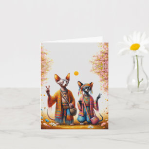 Hippie Sphynx Cat Card