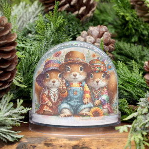 Hippie Squirrels Snow Globe