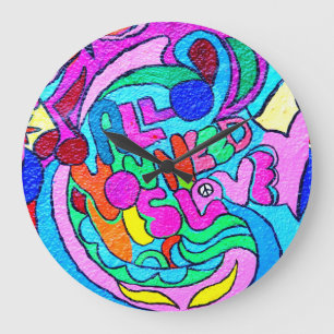 hippie-style groovy colored love clock
