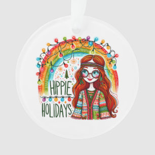 Hippie Style Groovy Girl Christmas Holiday Ornament