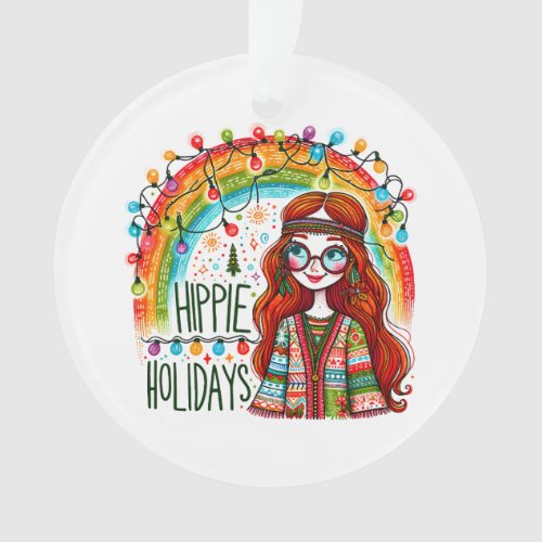 Hippie Style Groovy Girl Christmas Holiday Ornament