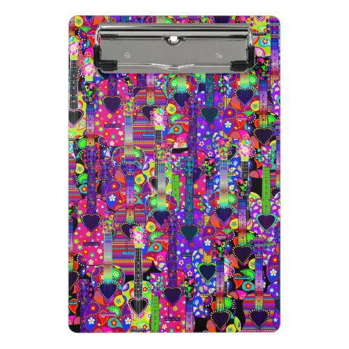 Hippie Style Guitars Pattern Mini Clipboard