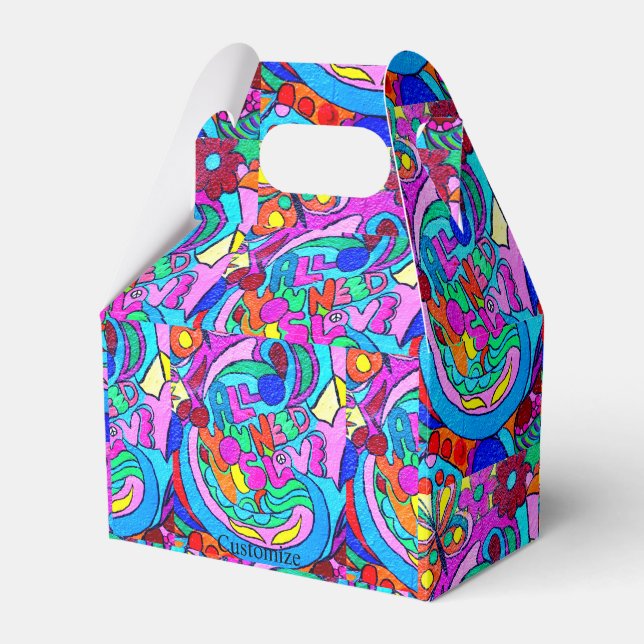 hippie-style love candy tin favor boxes (Front Side)