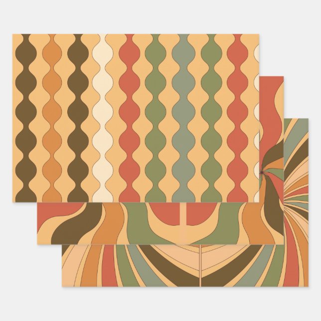 Hippie Style Retro Design Wrapping Paper Sheets (Set)