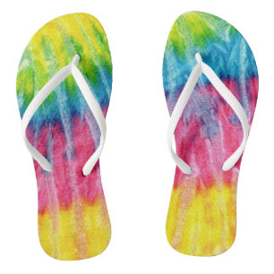 Hippie Style Tie Dye Pattern Flip Flop Sandals