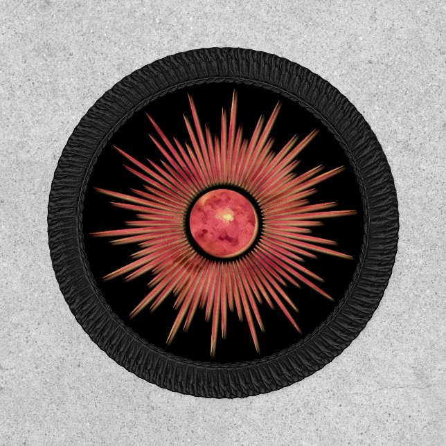 Hippie Sun Moon Orange Pinky Red Black Patch (Front)