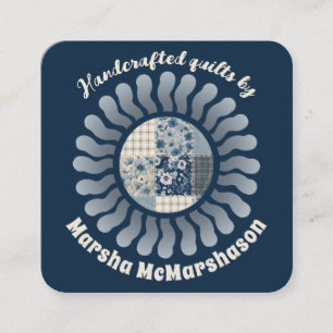 Hippie sun quilter quilting sewing seamstress square business card
