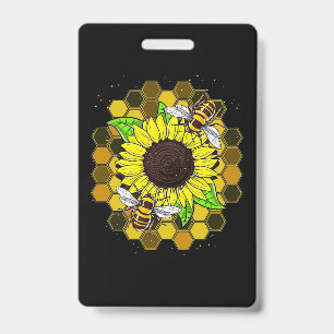Hippie Sunflower Bees Badge