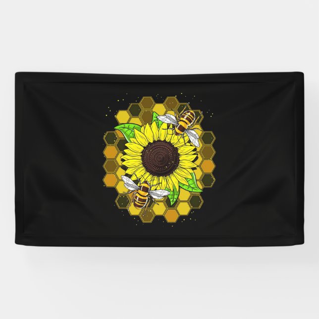 Hippie Sunflower Bees Banner (Horizontal)