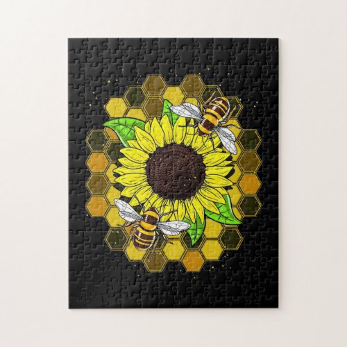 Hippie Sunflower Bees Jigsaw Puzzle