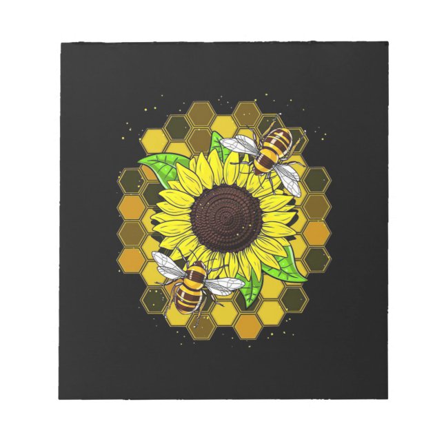 Hippie Sunflower Bees Notepad (Front)