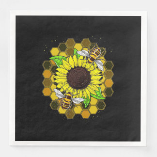 Hippie Sunflower Bees Paper Dinner Napkins