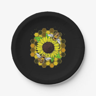 Hippie Sunflower Bees Paper Plates