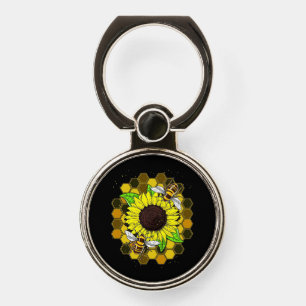 Hippie Sunflower Bees Phone Ring Stand