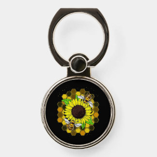 Hippie Sunflower Bees Phone Ring Stand