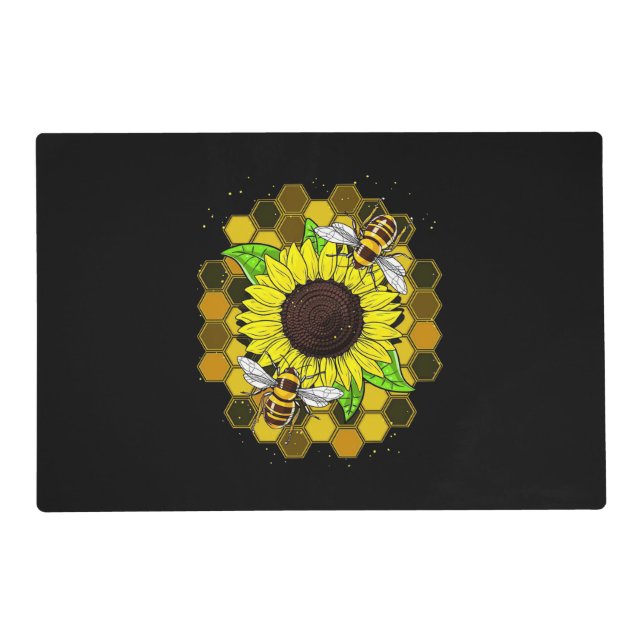 Hippie Sunflower Bees Placemat (Front)