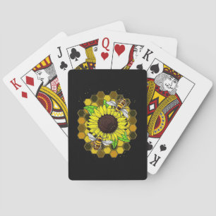 Hippie Sunflower Bees Poker Cards