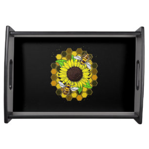 Hippie Sunflower Bees Serving Tray