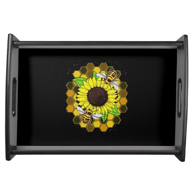 Hippie Sunflower Bees Serving Tray (Front)