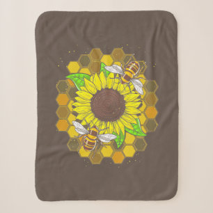 Hippie Sunflower Bees Sherpa Blanket