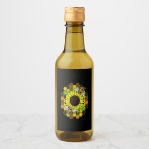 Hippie Sunflower Bees Wine Label