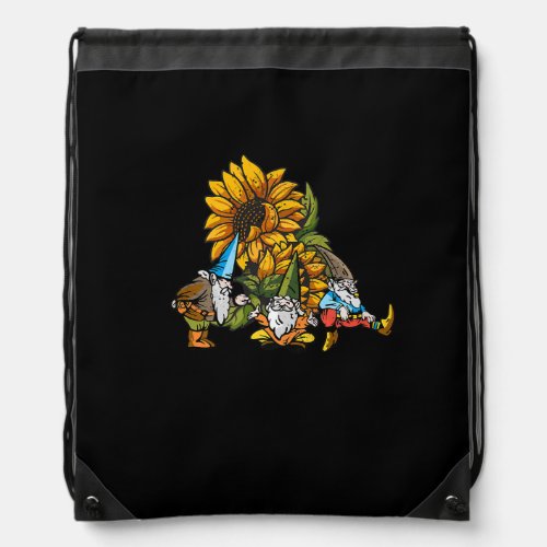 HIppie Sunflower Gnome Funny Flower For Men Women Drawstring Bag