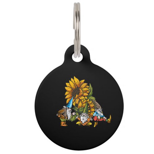 HIppie Sunflower Gnome Funny Flower For Men Women Pet ID Tag