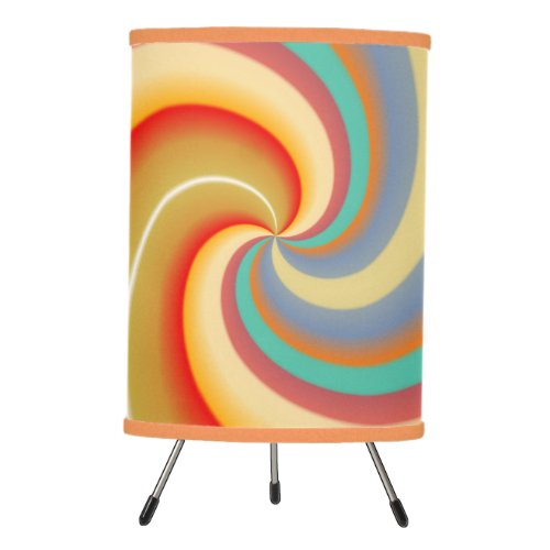 Hippie Swirl Retro Pattern Multicolor Tripod Lamp