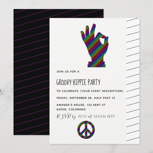 Hippie Themed Party Invitation (Front/Back)