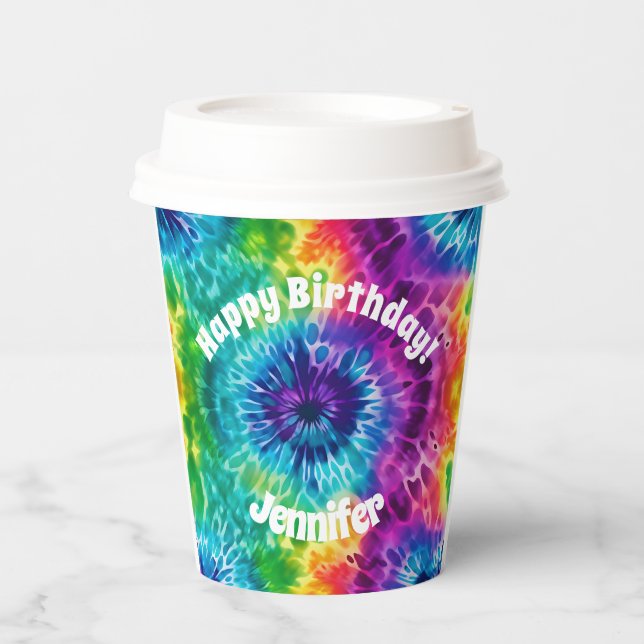 Hippie Tie Dye Birthday Party Paper cup (Front)