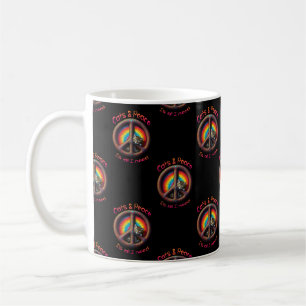 Hippie Tie Dye Cat Lovers Peace sign Customize Coffee Mug