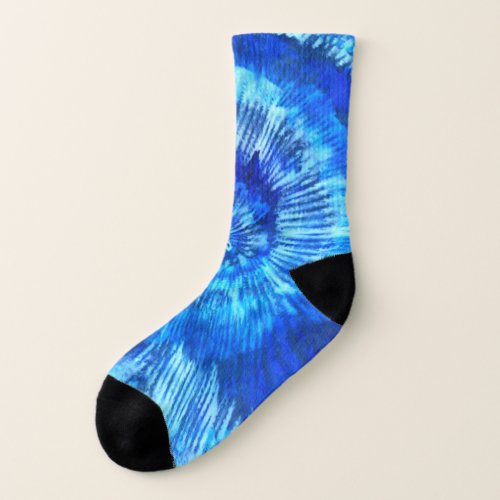 Hippie Tie Dye Pattern Watercolor Blue Modern   Socks