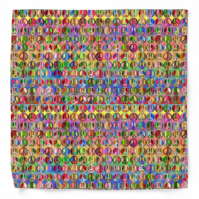 Hippie Tie-Dye Peace Pattern Bandana (Front)