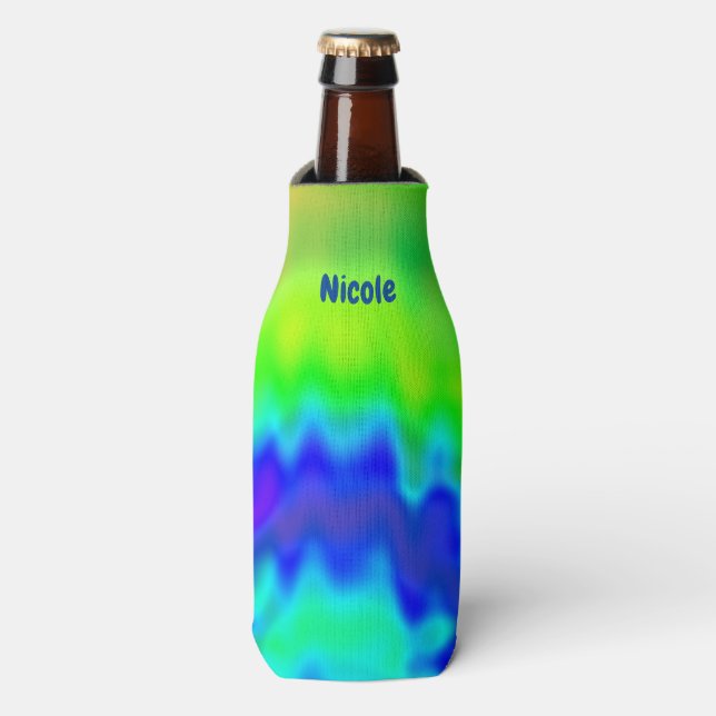 Hippie Tie Dye Personalized Bottle Cooler (Bottle Front)