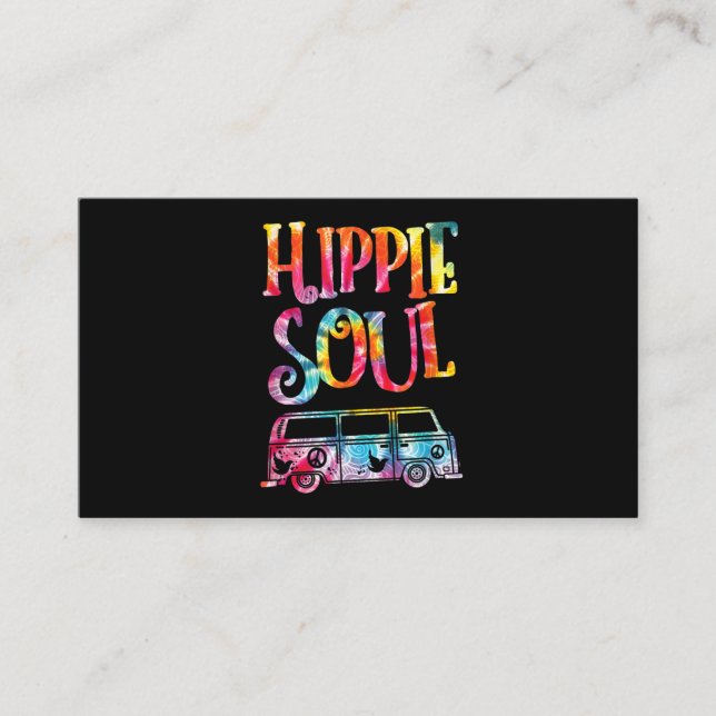 Hippie Tie Dye Van Hippie Soul Business Card (Front)