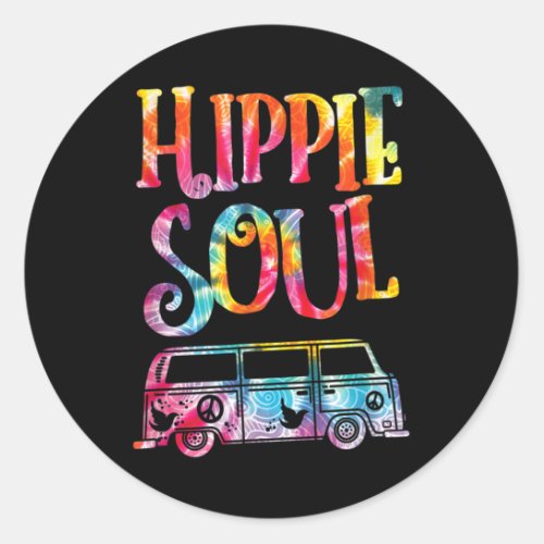 Hippie Tie Dye Van Hippie Soul Classic Round Sticker